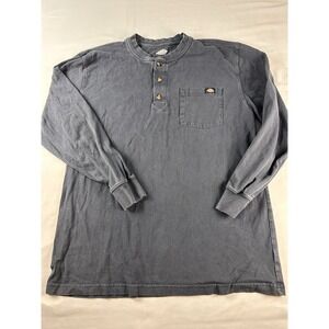Dickies Heavyweight Long Sleeve Henley‎ Shirt Men's Large Black Pocket Workwe